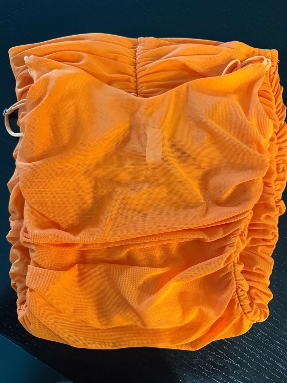 Lucy in the Sky Ruched Spaghetti-Strap Mini Dress - Orange - Picture 3 of 4